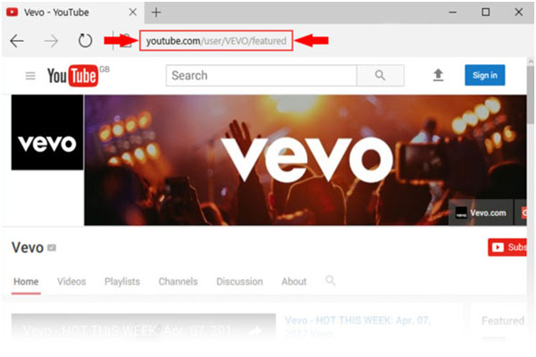 Find Vevo videos on YouTube