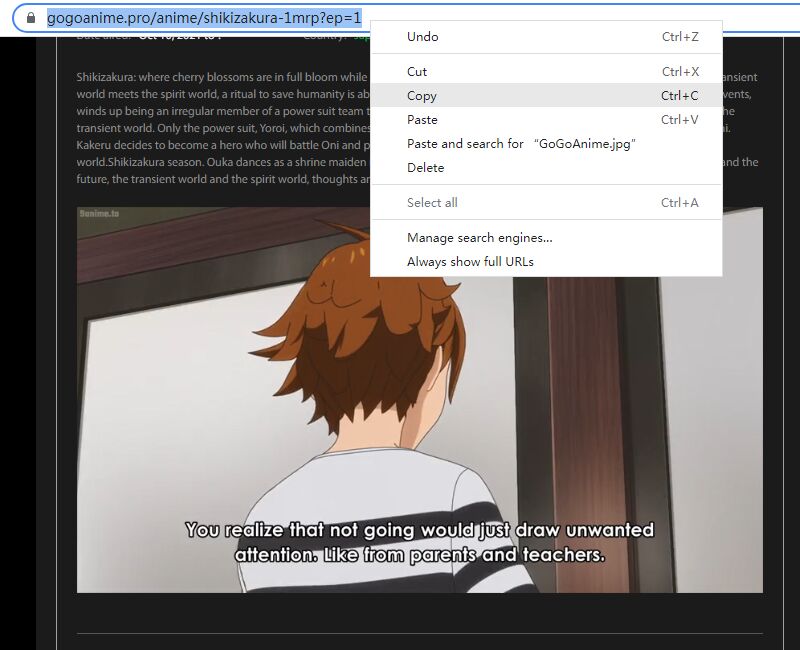copy GoGoAnime video link