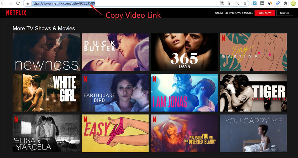 copy netflix video link