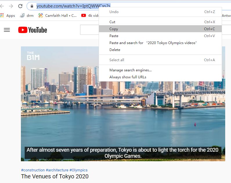 copy olympics videos link on youtube