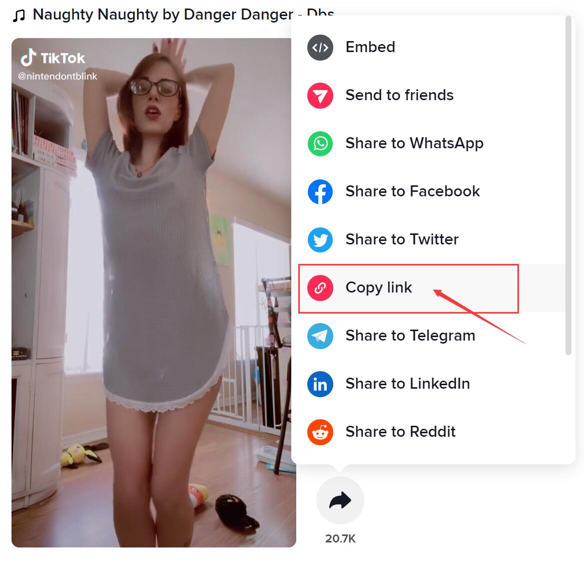 copy TikTok video link