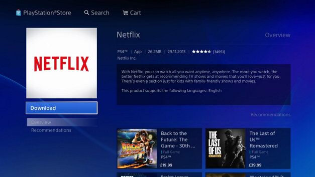 download netflix app to ps4