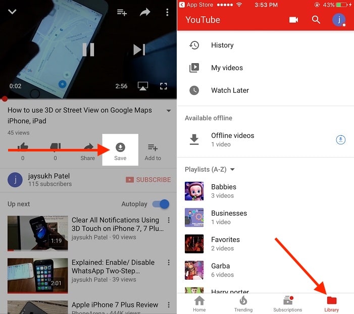 watch youtube video offline on iPhone