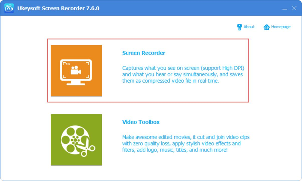 launch UkeySoft Screen Recorder
