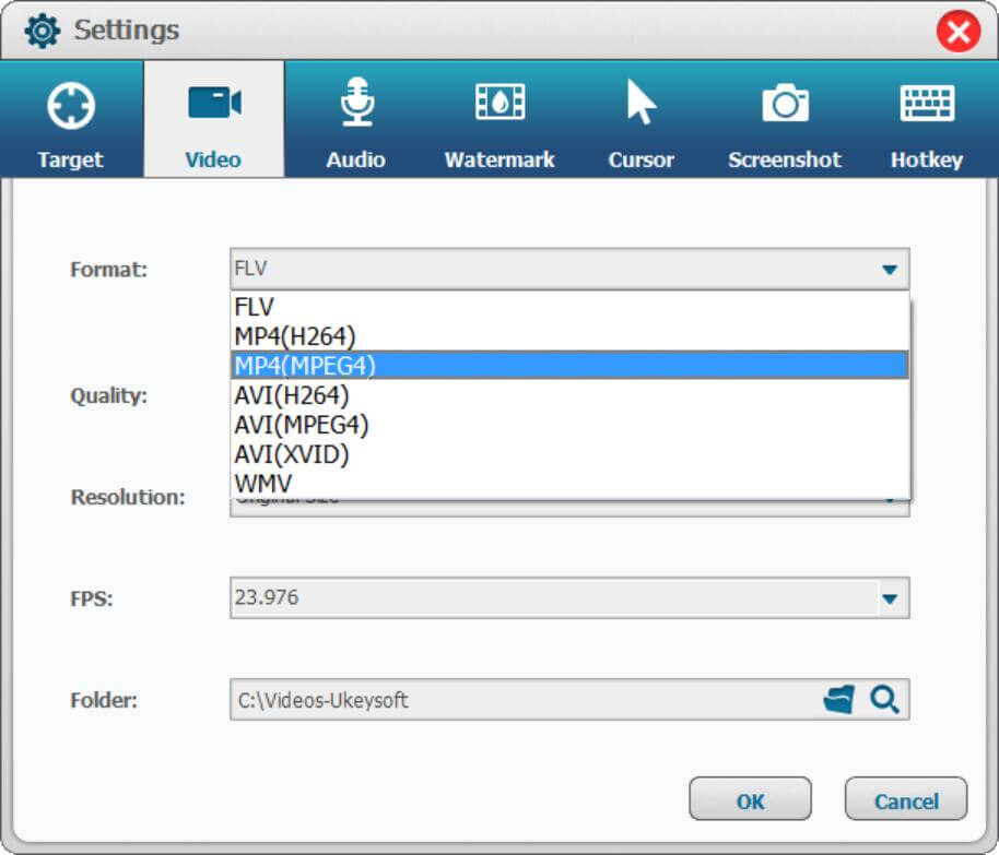 select format in Settings