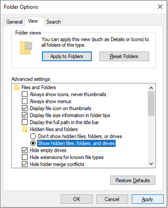 show hidden netflix folder win 10