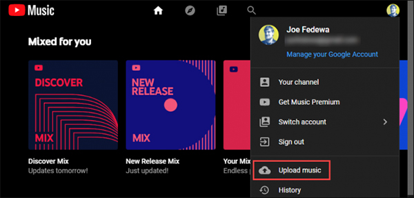 upload music to youtube music