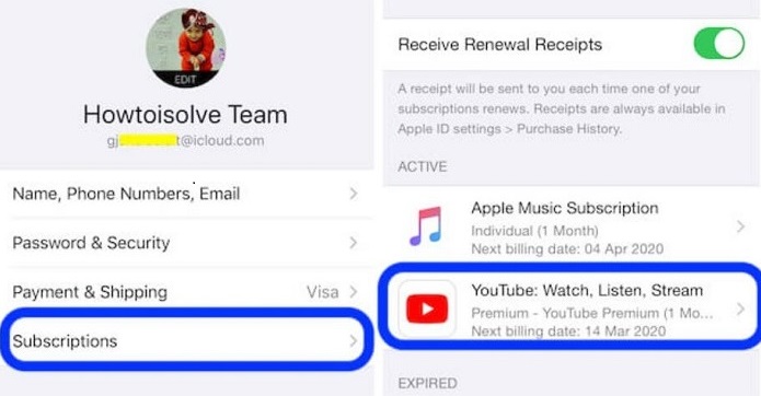 cancel youtube music ios