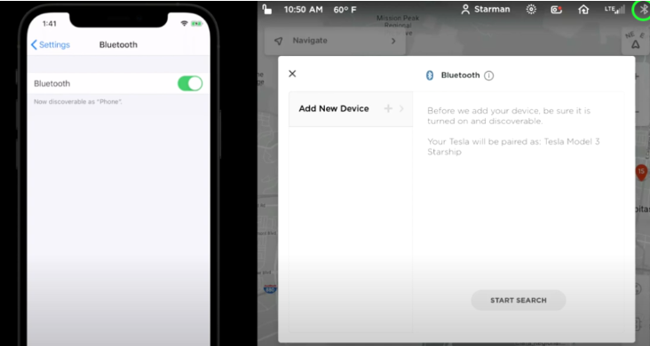 connect phone to tesla via bluetooth
