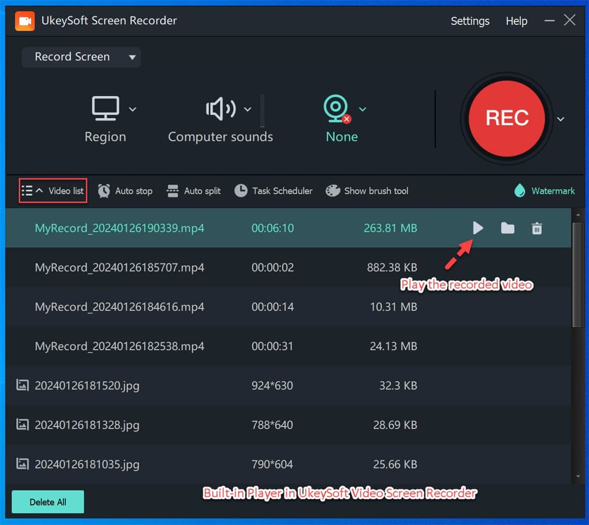 access the recorded files